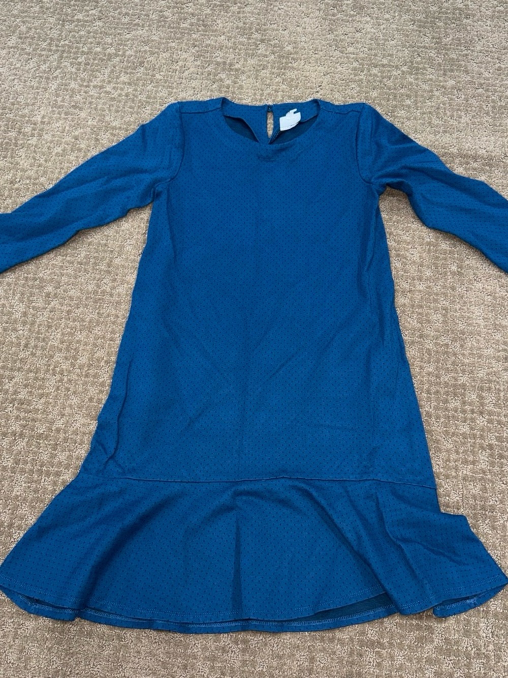 Blue women’s Long Sleeve Flounce Hem Dress